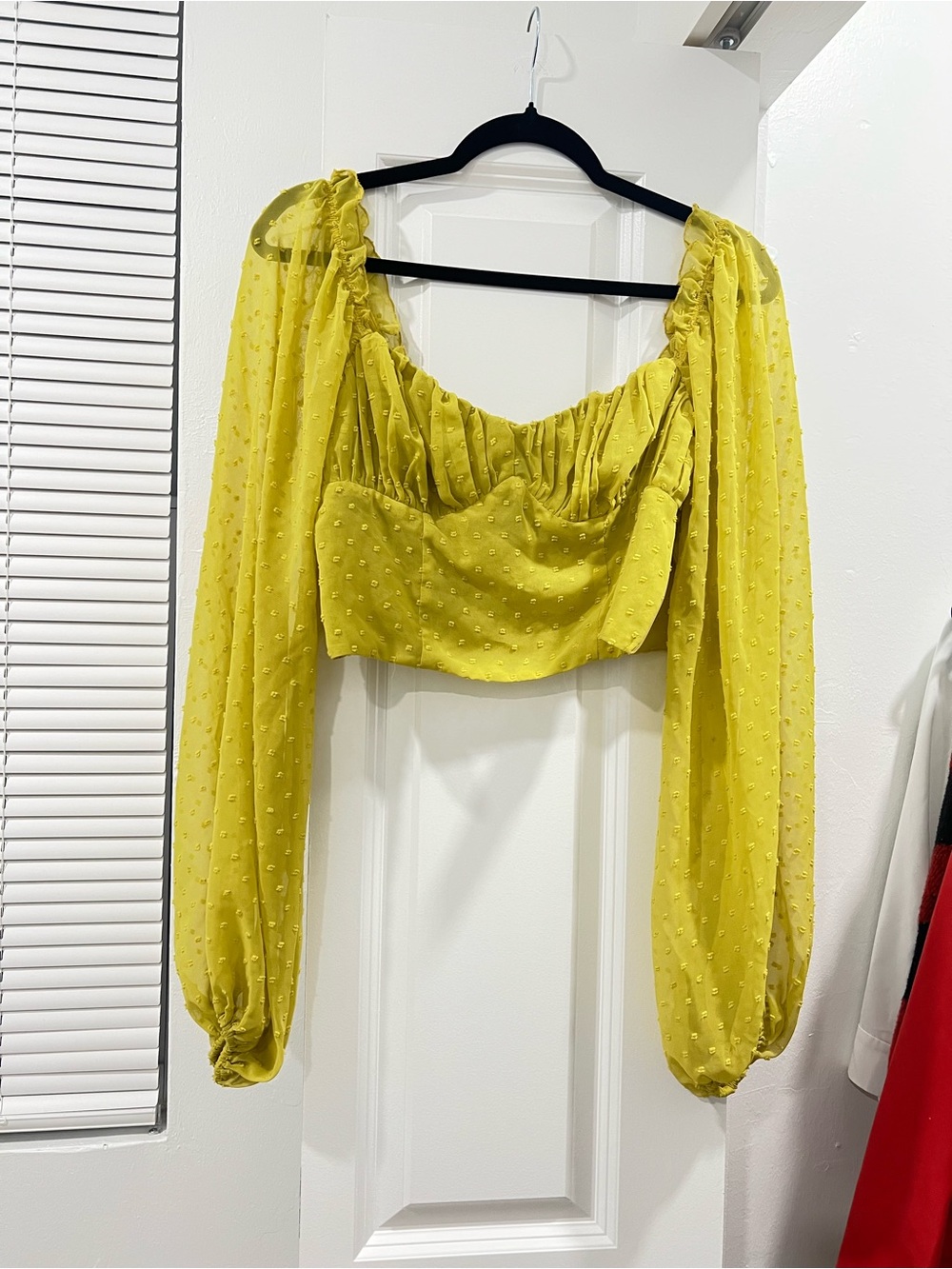 Forever 21 Chartreuse Yellow Long Sleeve Crop Top